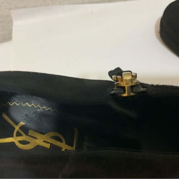 Yves Saint Laurent Paris Black Suede zip Booties Size 37.5 - Picture 4 of 16